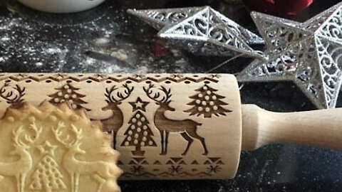 Christmas Embossing Rolling Pin Baking Cookies