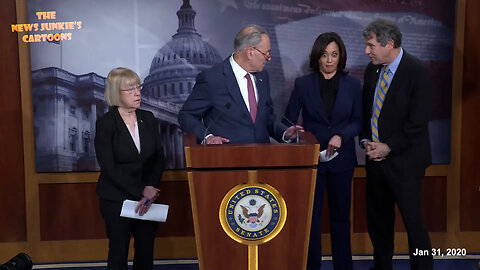 2020: Democrat Chuck Schumer scolds Democrat Kamala Harris for messing around at impeachment press conference.