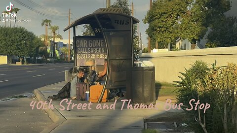 Bus stop off 40th and Thomas. All their belongings and a pair of cheeks