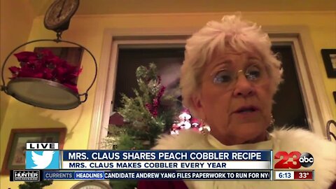 Mrs. Claus shares her famous peach cobbler recipe just in time for Christmas