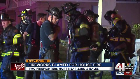 2 KCMO firefighters injured in fire caused by fireworks