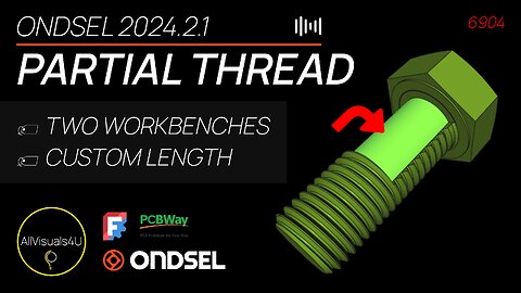 🔩 Create A Partially Threaded Screw In Ondsel - FreeCAD Fasteners Workbench -FreeCAD Thread Tutorial