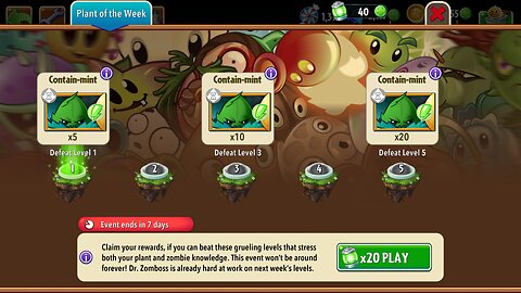 Plants vs Zombies 2 - Plant of the Week - Contain-Mint - September/October 2024