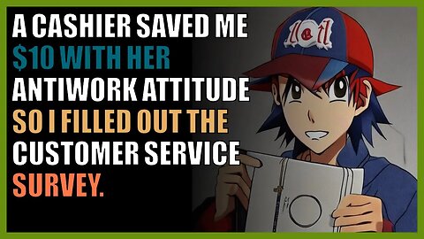 A cashier saved me $10 with her antiwork attitude so I filled out the customer service survey.