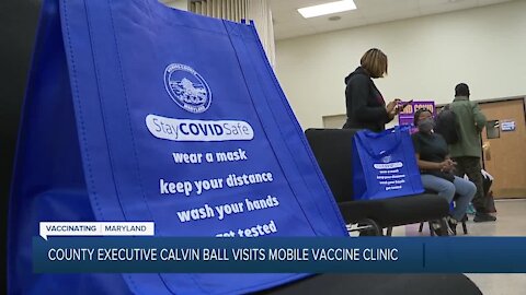 County Executive Calvin Ball visits mobile vaccine clinic