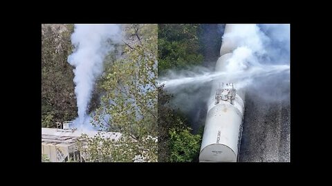 DANGEROUS CHEMICAL LEAK FROM TRAIN IN OHIO IS RIGHT BY EAST PALESTINE & LOOKS LIKE IT'S DELIBERATE!