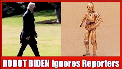 ROBOT PRESIDENT BIDEN Ignores Shouts from Reporters, doing the C-3PO Walk (WE'RE DOOMED)