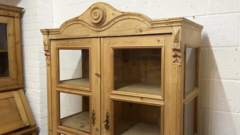 Large Glazed Pine Cabinet With Bottom Drawers (Y0805E) @PinefindersCoUk