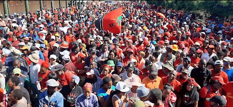 EFF supporters welcome their leadership as they arrive at Senekal