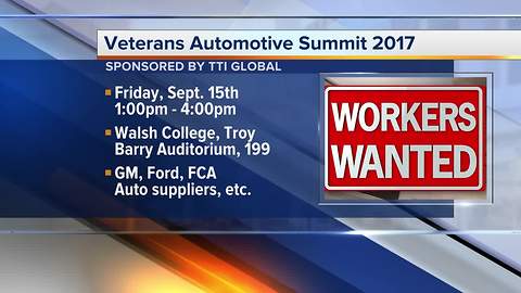 Jobs for veterans featured at automotive summit in Troy on Sept. 15