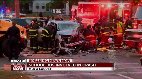 School bus, car crash near MLK and Locust in Milwaukee