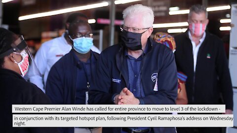 South Africa - Cape Town - Premier Alan Winde calls for Westen Cape to move to level 3 of lockdown (video) (z34)