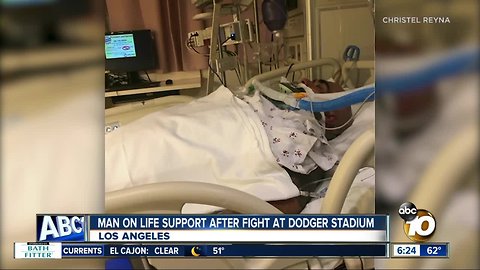 Father fighting for his life after attack at Dodger Stadium