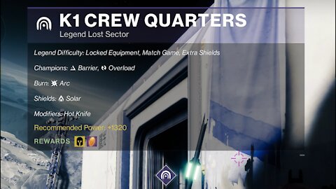 Destiny 2 Legend Lost Sector: The Moon - K1 Crew Quarters 11-4-21