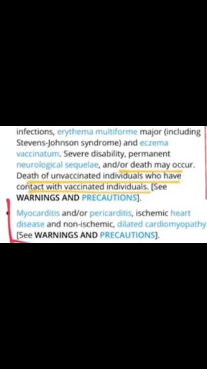 Smallpox VACCINE insert ADMITS DEATH of UNVACCINATED individuals who