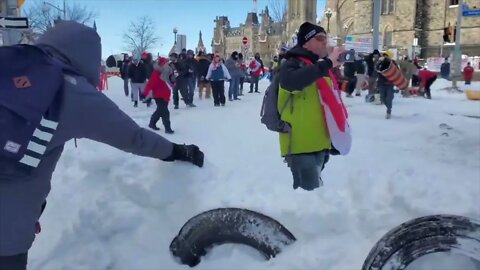 Canadians Build Snow Blockade