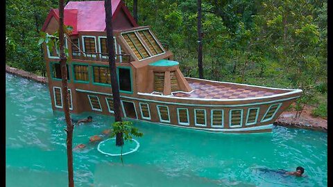 Build Three Story Boat Villa House & Beautiful Swimming Pool