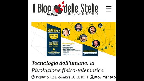 TRANSUMANESIMO - IA & M5S: <<SEMINARIO "TECNOLOGIE DELL'UMANO" PRESSO IL SENATO DELLA REPUBBLICA>> 6 dic. 2018