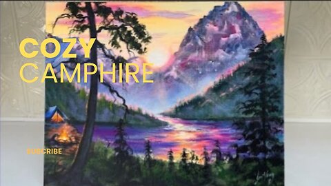 Acrylic Landscape Painting Tutorial COZY CAMPFIRE For Beginners!