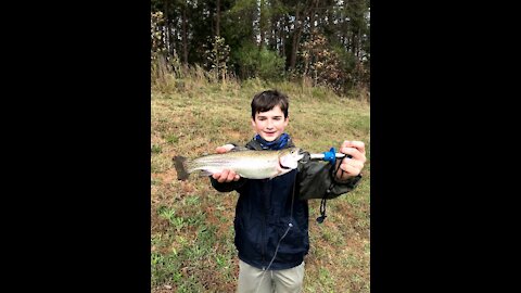 Trout fishing at lake Brandt, NC