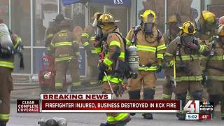 Firefighter injured, business destroyed in fire