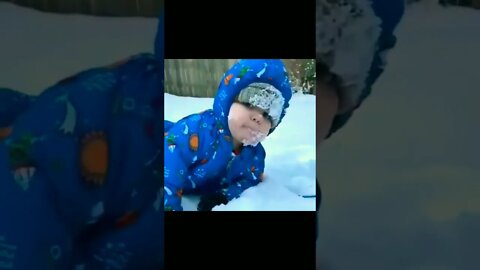 Cute Baby Eating snow 😍