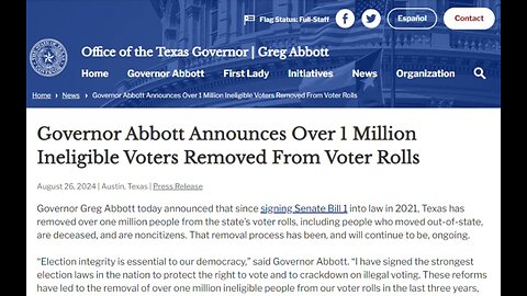 Texas | Since 2020, Over 1 Million Ineligible Voters Removed From Voter Rolls