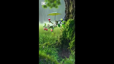 Beautiful Scenery Frog Enjoying Rain