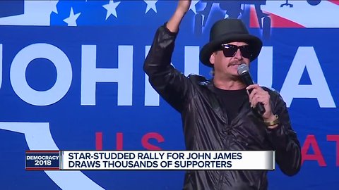 John James holds Pontiac rally attended by Kid Rock, Trump Jr., and other celebrities