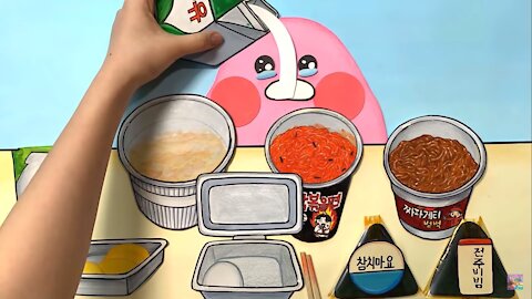 😋Korean Convenience store food MUKBANG with SLIME!😋슬라임과 함께하는 편의점먹방 스톱모션!