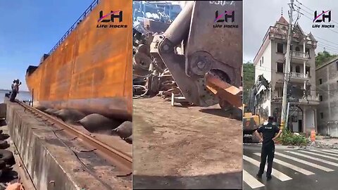 Amazing Dangerous Fastest Building demolition Excavator Skill Heavy Equipment Machines Working