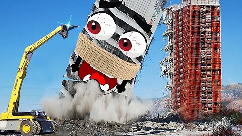 Funny Video !! Heavy Excavator Equipment Destroys Buildings