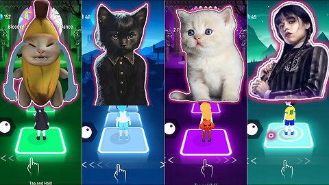 BANANA CAT VS CAT WEDNESDAY VS CAT SING MONEY VS WEDNESDAY | Tiles Hop