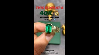 3.31 Ct GIA certified VIVID DARK GREEN emerald cut Colombian emerald Solitaire mens pinky ring 18K