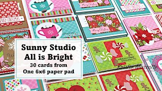 Sunny Studio | All is Bright | 30 cards from one 6x6 paper pad