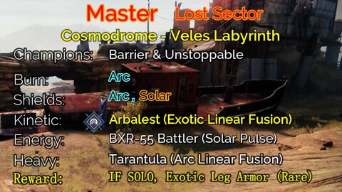 Destiny 2 Master Lost Sector: Cosmodrome - Veles Labyrinth 4-29-22