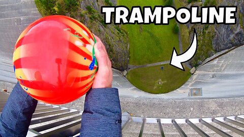 BOWLING BALL Vs. TRAMPOLINE from 165m Dam!