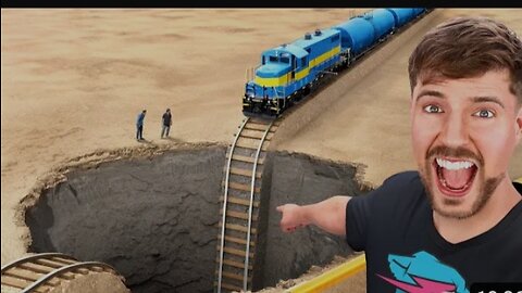 Train Vs giant pit | Mr beast