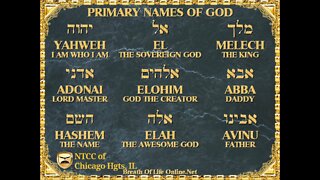 Bible Study - The Names of God Lesson 4 - YHWH/Jehovah 2022.10.18