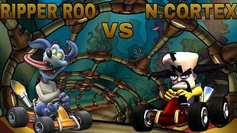 Crash team racing (PS1) Chefe 1 Ripper Roo o canguru mutante