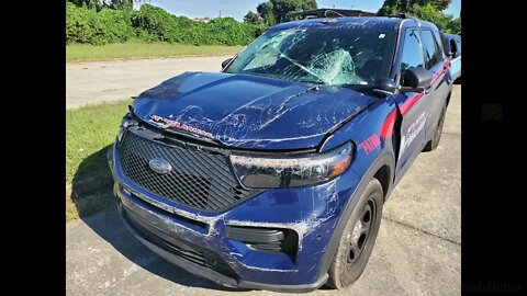 Officer rams through locked gate to help driver who went off bridge