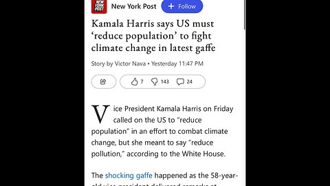 Kamala Harris- Reduce population. Just remember, population reduction is ONLY a conspiracy theory🤣