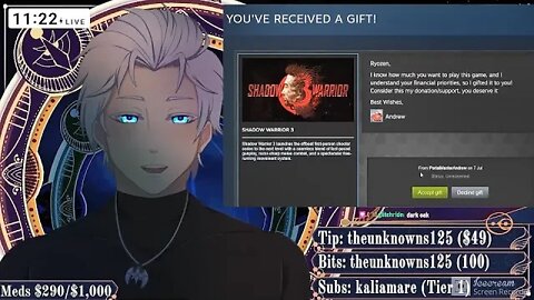 Ryozen Reed's reaction to me gifting him Shadow Warrior 3 on Steam!