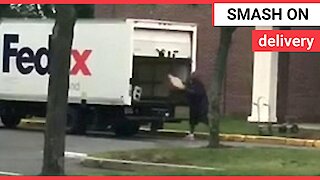 FedEx driver was caught on camera throwing packages into the back of his truck