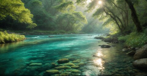 Enchanted river sound with string music