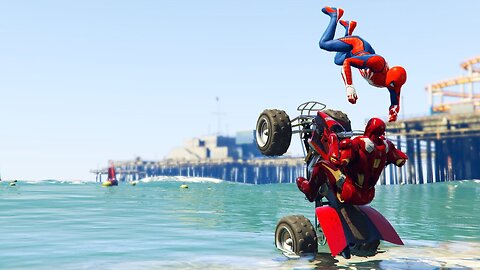 GTA 5 SPIDERMAN vs IRON MAN Water Ragdolls Fails_Jumps(Euphoria Physics Funny Moments)