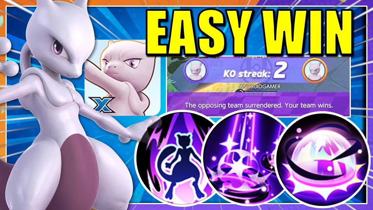 Pokemon Move False Surrender OVERPOWER MEWTWO MAKES ENEMIES SURRENDER FAST - Pokémon UNITE