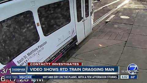 RTD light rail video shows man surviving after being dragged by train