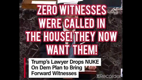 Zero witnesses were called in the HOUSE! NOW THEY WANT WITNESSES!