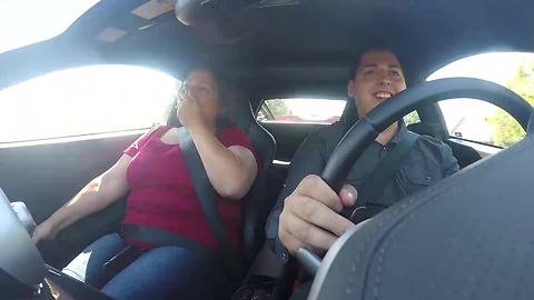 Aunt reacts to insane McLaren MP4-12C acceleration